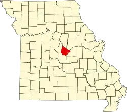 A state map highlighting Cole County in the middle part of the state.