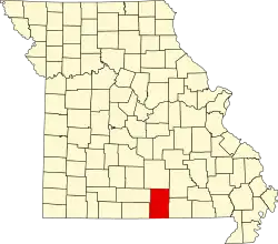 A state map highlighting Howell County in the southern part of the state.