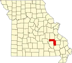 A state map highlighting Iron County in the southeastern part of the state.