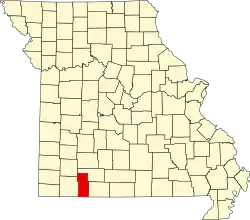 A state map highlighting Stone County in the southwestern part of the state.