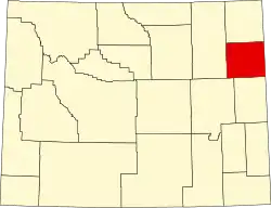 Округ Вестон на карте штата.