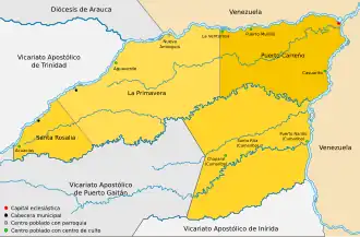 Карта апостольского викариата Пуэрто-Карреньо