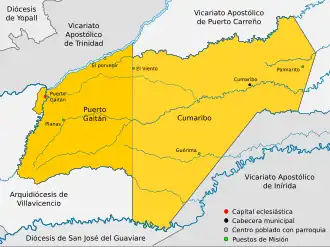 Карта апостольского викариата Пуэрто-Гаитана