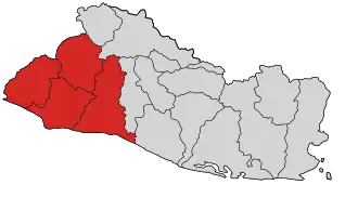 карта восстания (красным цветом отмечены охваченные восстанием департаменты)