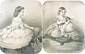 Портрет девочки на конике и девочки с куклой. 1859 г.