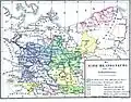 Рост владений Асканиев в Бранденбурге (владения Альбрехта Медведя указаны синим)