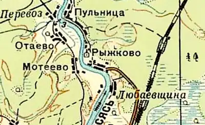 Деревня Пульница на карте 1940 года