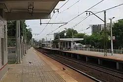 Железнодорожная платформа Матвеевское, расположенная на Матвеевской улице,2019 год