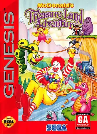 Обложка игры, на которой Рональд Макдональд с драгоценностями спускается на тросе