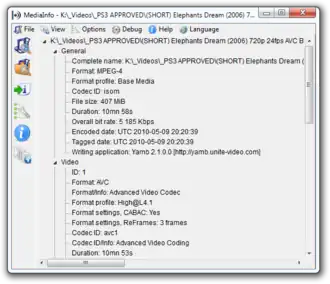 Скриншот программы MediaInfo
