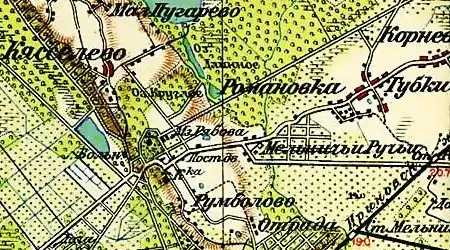 Деревня Мельничьи Ручьи на карте 1914 года