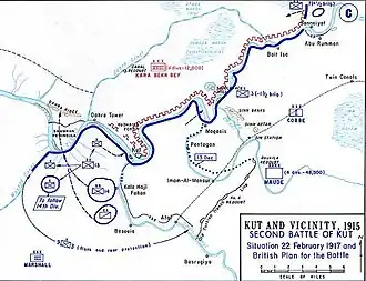 Ситуация у Эль-Кута 22 февраля 1917 года.