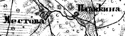 Деревня Местово на карте 1919 года