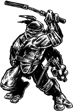 Микеланджело в комиксах Mirage StudiosХудожники — Кевин Истмен и Питер Лэрд.