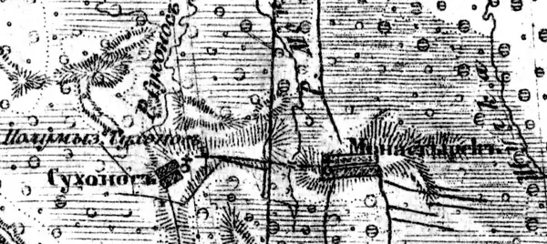 Деревня Монастырёк на карте 1919 года