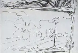 D152. Эскиз ориентирован, как и D151, в направлении, противоположном вокзалу, но с менее удалённой точки, при этом мост Европы остаётся невидимым