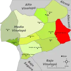 Расположение муниципалитета Монфорте-дель-Сид на карте провинции