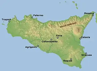 Неброди на карте Сицилии