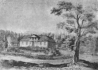 Усадьба Монюшко в д. Убель. Рисунок Н. Орды