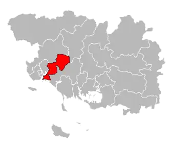 Кантон на карте департамента Морбиан