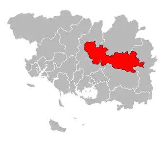 Кантон на карте департамента Морбиан