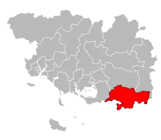 Кантон на карте департамента Морбиан