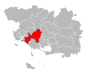 Кантон на карте департамента Морбиан
