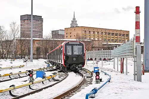 «Москва-2024» на парковых (подъездных к ангарам) путях депо «Сокол»