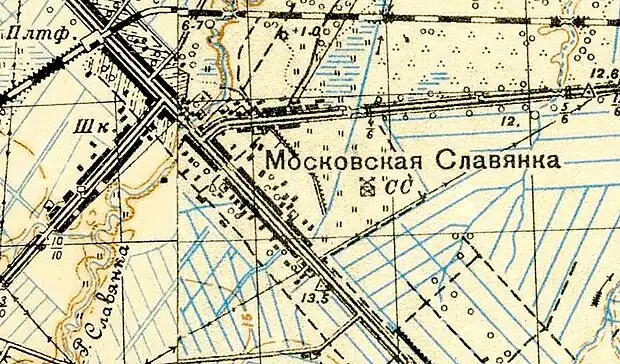 Деревня Московская Славянка на карте 1941 года