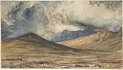 Горы Оверни. Ок. 1831. Бумага, акварель, чернила, кисть, перо. Метрополитен-музей, Нью-Йорк