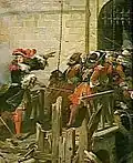 Мушкетёры при штурме Валансьенна. 17 марта 1677. Фрагмент картины