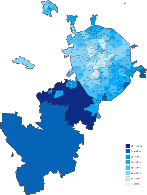Карта голосования за Собянина по ТИКам
