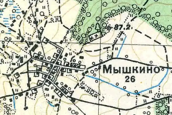 План деревни Мышкино. 1938 год