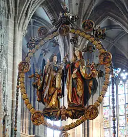 Благовещение  (Ангельское приветствие). 1517—1518. Дерево, роспись. Церковь Св. Лаврентия, Нюрнберг