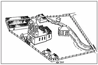 Реконструкция вида костёла и монастыря