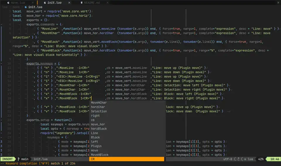 Скриншот программы Neovim