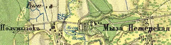 Земли деревни Нежново на карте 1860 года