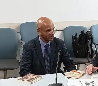 Эфиопско-российский историк Ныгусие Кассае В. Микаэль модерирует международную научную конференцию в РУДН (Российском университете дружбы народов). Москва, 03.02.2022.