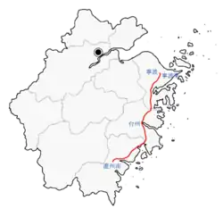 Strecke der Скоростная железная дорога Нинбо — Тайчжоу — Вэньчжоу