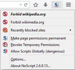 Скриншот программы NoScript