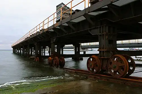 Слип (спусковые полозья) продольного стапеля