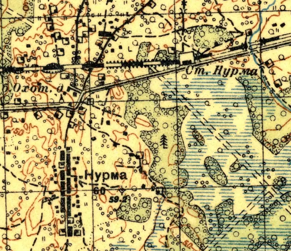 Станция Нурма на карте 1931 года
