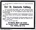 Некролог от компании в Магдебургской газете от 17 августа 1910г.