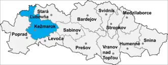 Район Кежмарок на карте