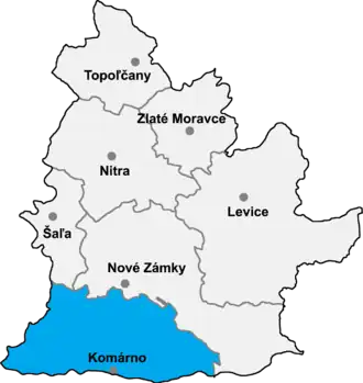 Район Комарно на карте