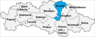 Район Свидник на карте