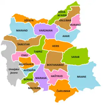 Шабестар на карте