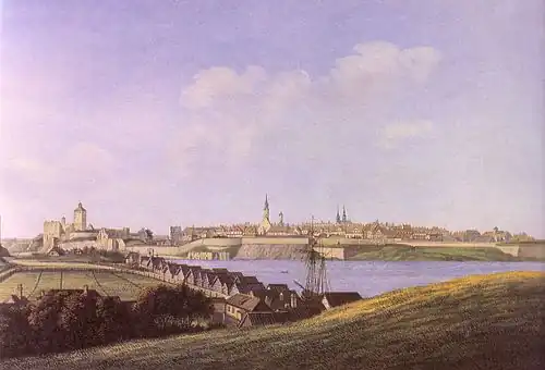 Вид Нарвы в середине XVIII века