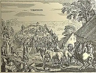 Новоторжский кремль на рисунке Адама Олеария