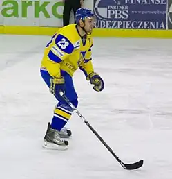 Александр Яковенко на турнире EIHC в матче против России 11 ноября 2010